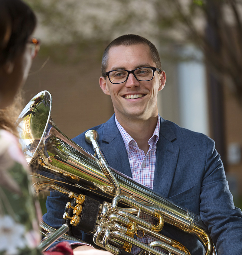 student with tuba