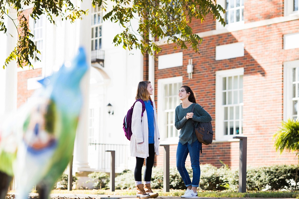 Student outside Newnan campus