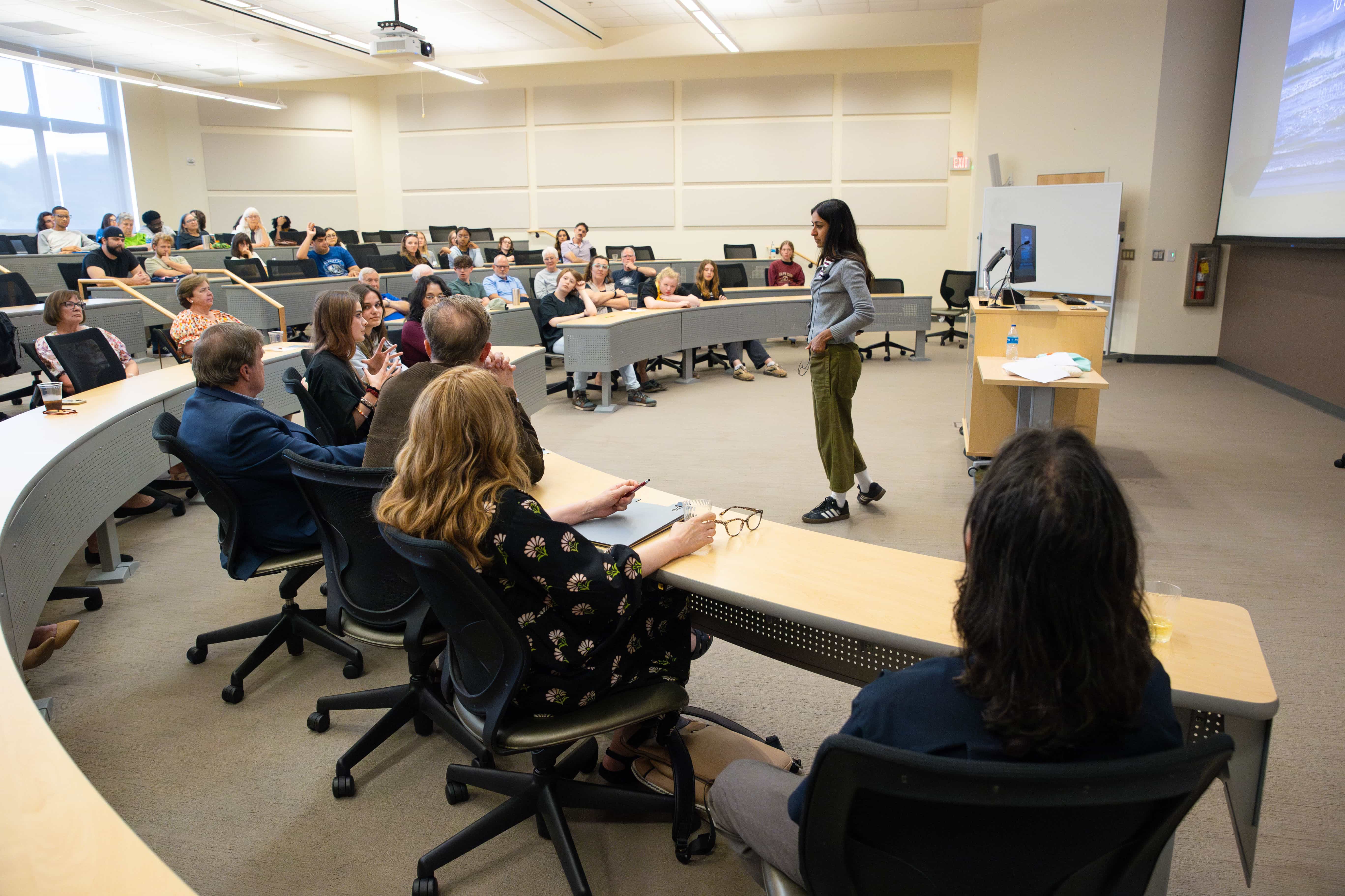 Faculty member giving a lecture.