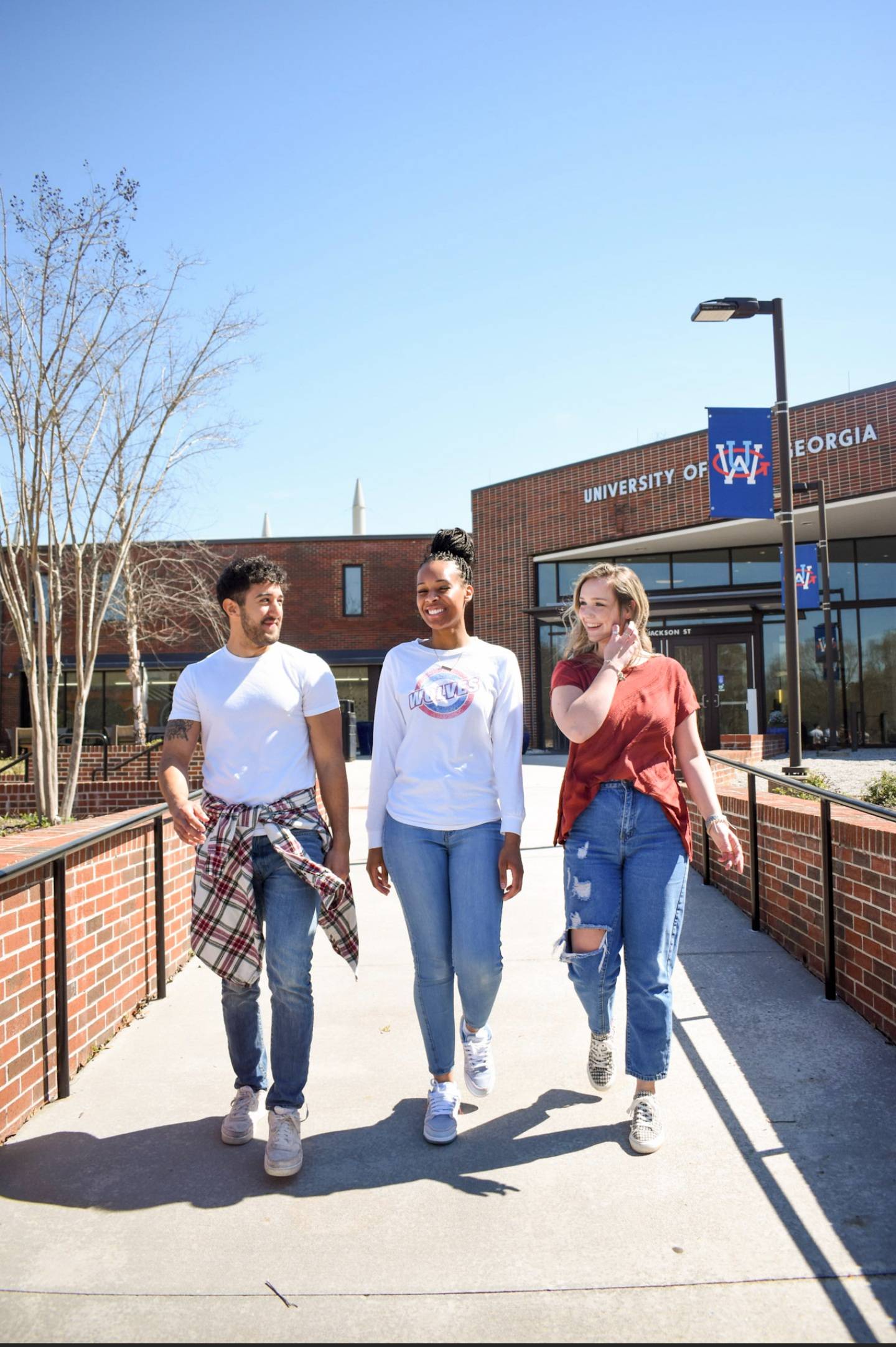 Student outside Newnan campus