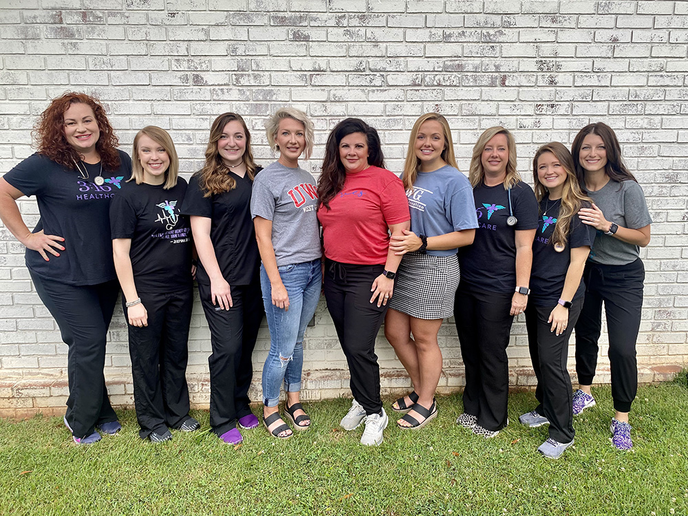 (L - R) Brittany Sleek, Brandi Parker, Tori Smith, Erika Smith, Dr. Allison Key, Sarah Grace Smith, Chasity Brock, Brianna Ricker, Sarah Sprayberry. Photo Credit - Gabby Liles.