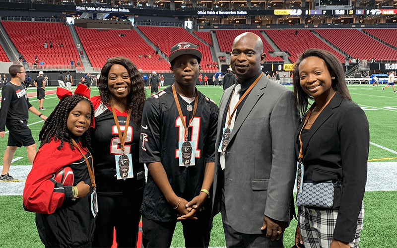 The McDaniel family at an Atlanta Falcons game