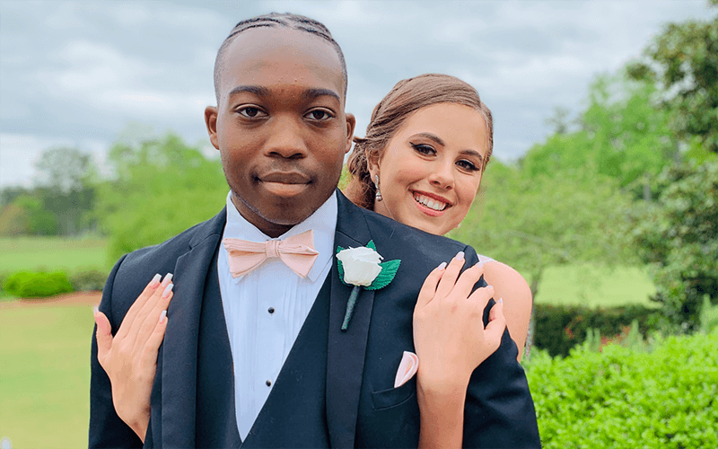 Chase McDaniel before the prom with his date
