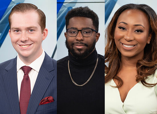 a triptych of UWG mass communications alumni Bode Brooks ’19, Brice Lewis ’19 and Georgia McCarthur ’19 