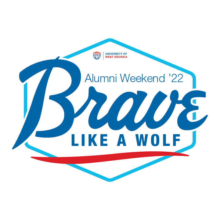 Image that has UWG logo and says Alumni Weekend '22 Brave Like a Wolf