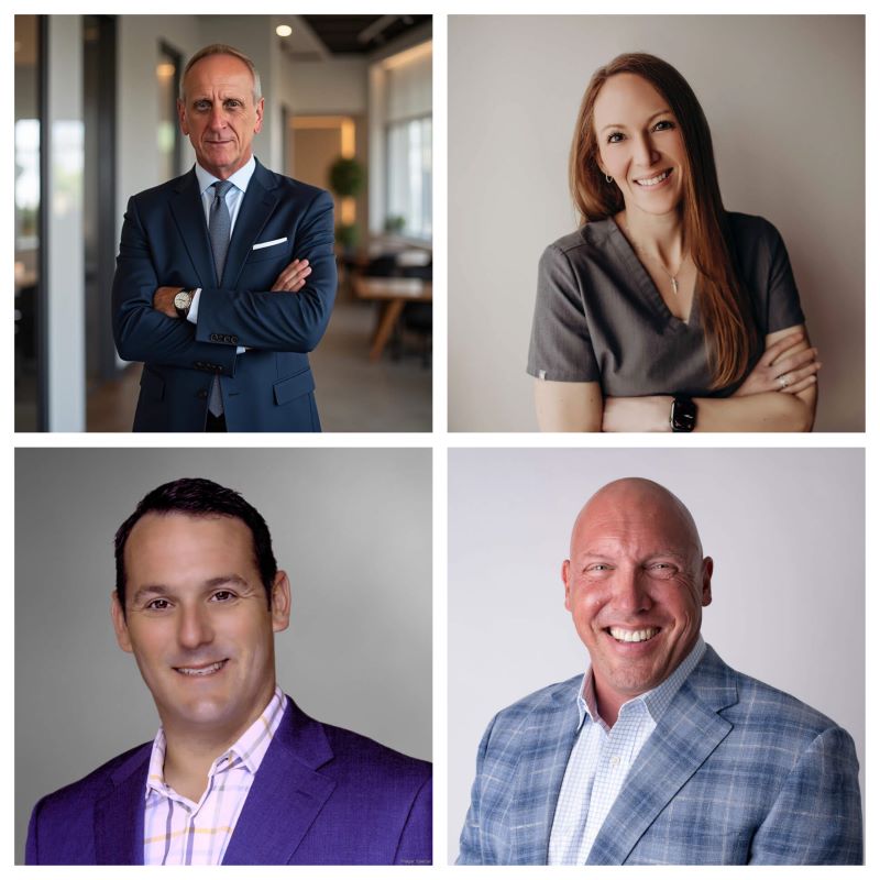 Clockwise from top left: Rob Cason, Kelly Forrest ’07 ’10, Tony Tritt and Jesse Marinko ’04 ’05