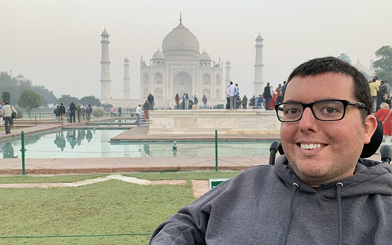 Cory Lee Woodard in front of the Taj Mahal, India