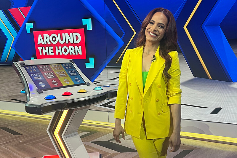 Elle Duncan on the "Around the Horn" set