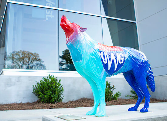Brightly colored wolf on University of West Georgia's campus