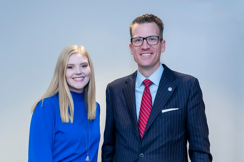 Sarah Grace Rogers and UWG President Dr. Brendan Kelly