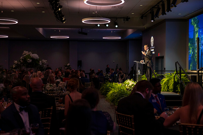 UWG President Dr. Brendan Kelly speaking at the gala