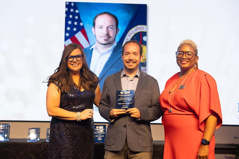 Roger Lascorz with Ashley Bush and Sameka Samuels at UWG's Annual Alumni Awards