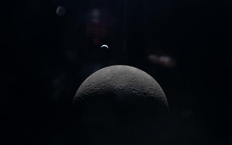 Crescent Earth Over Lunar Horizon 