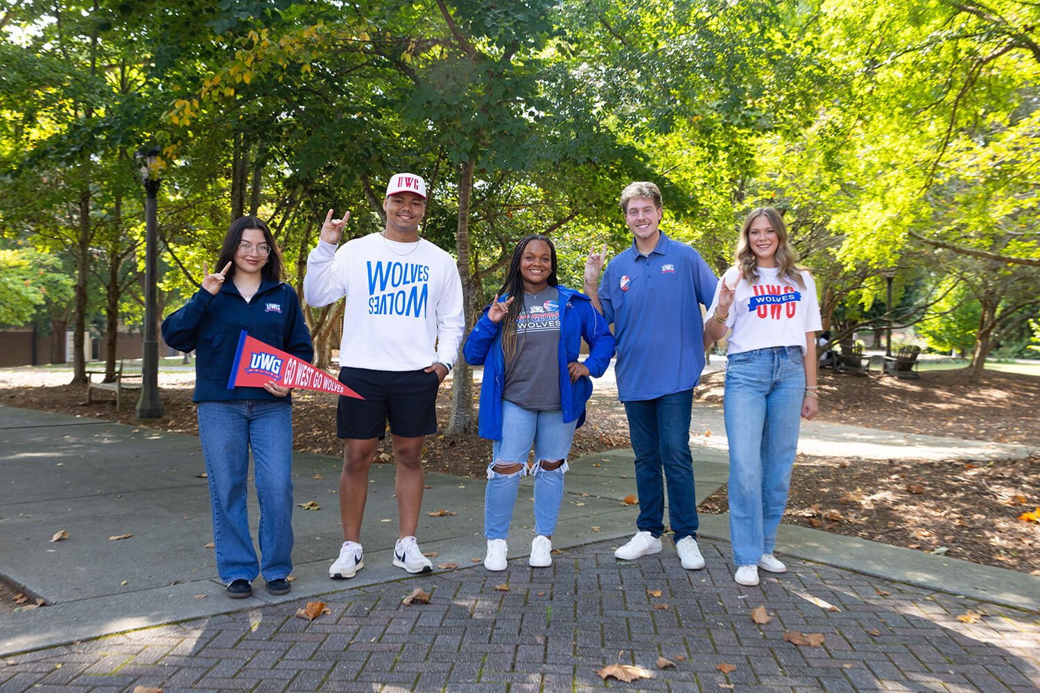 UWG students outside on campus