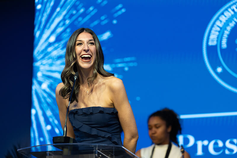 Student emcee Lauren O’Bryan