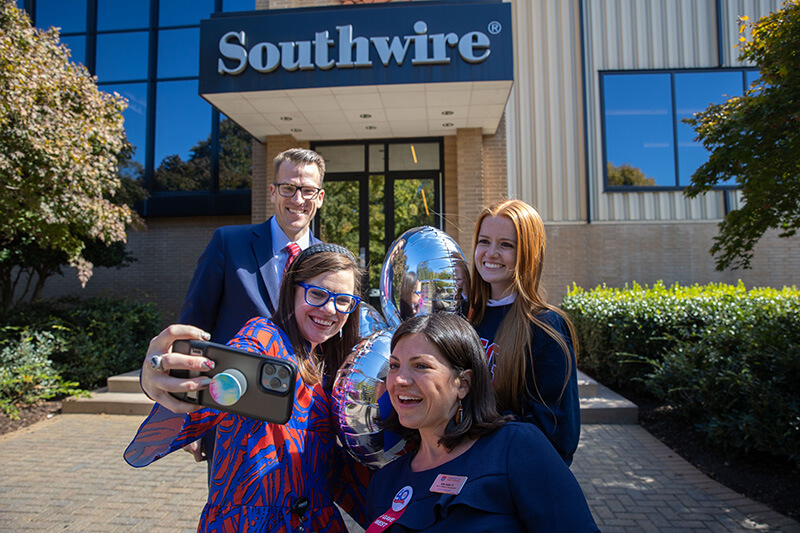 L to R: Dr. Brendan Kelly, UWG president; Ashley Bush, UWG Alumni Board member; Ketty Cusick, UWG interim executive director of development; Jessica Howe, UWG Alumni Board member