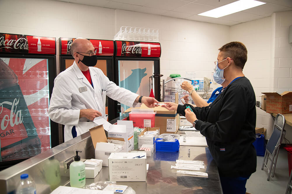 Dr. Heine at the vaccination event