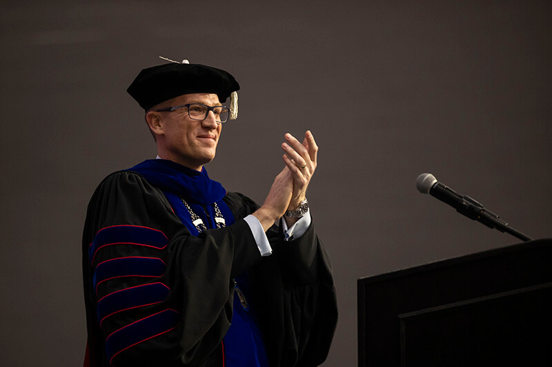 Dr. Brendan Kelly, UWG president, at UWG's Fall 2023 Commencement ceremony