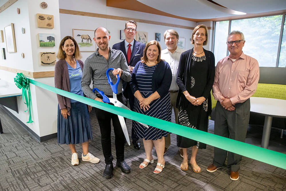 L to R: Laura Richards; Greg Crimmins; Dr. Brendan Kelly; Andrea Stanfield, UWG dean of libraries; Tim Chapman, superintendent of the Carrollton Center for the Arts; Dr. Lisa Gezon, UWG professor of anthropology; and Dr. Thomas "Tee" Reeve, original sponsor of the collection