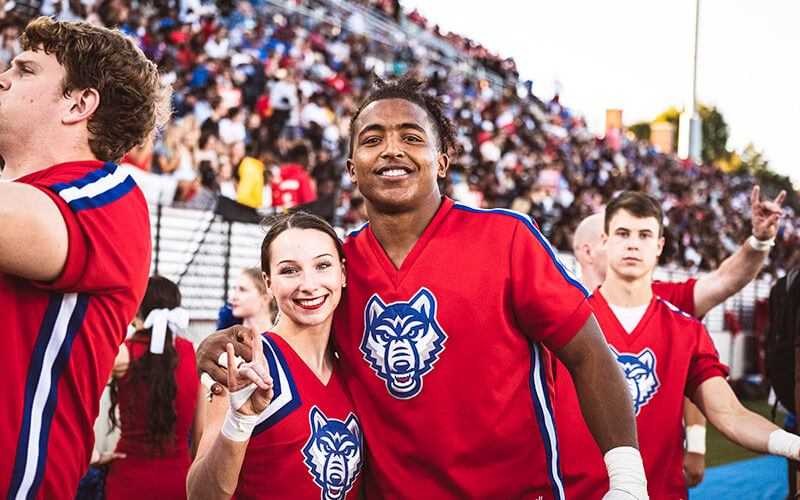 UWG cheerleaders at the Homecoming 2022 football game