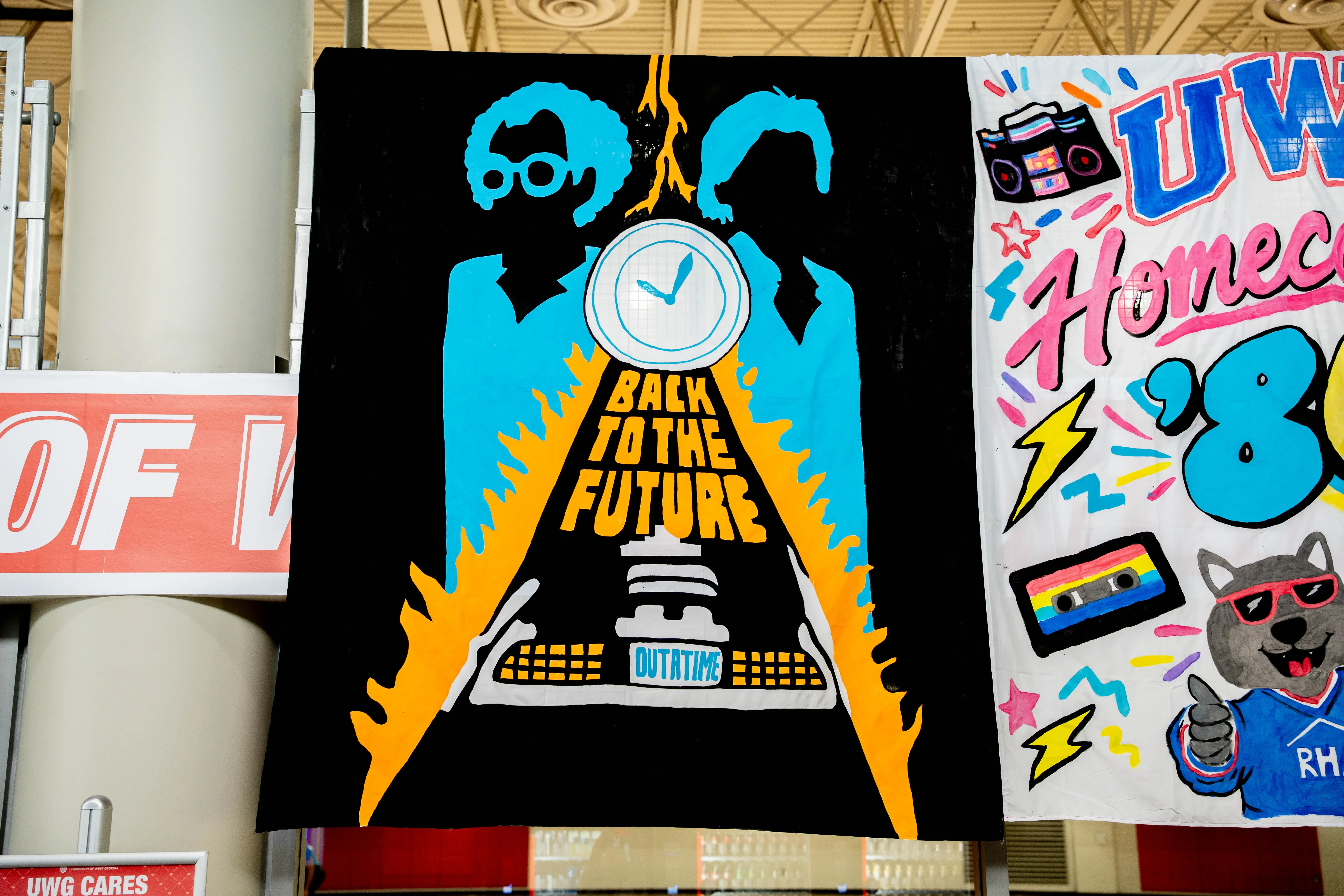 UWG Homecoming banner that reads "Back to the Future"