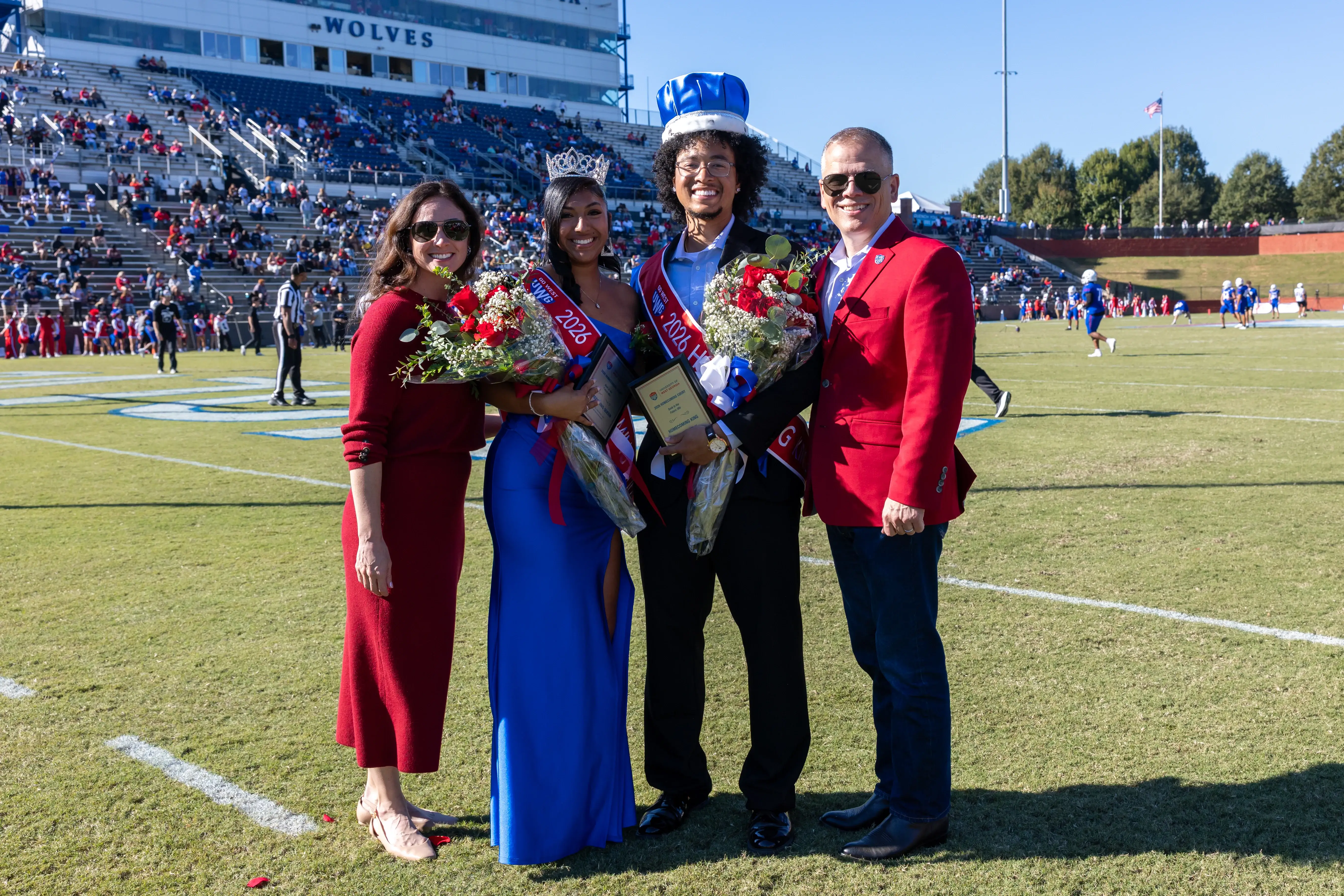 UWG Homecoming king and queen with Dr. Mike and Beth Johnson