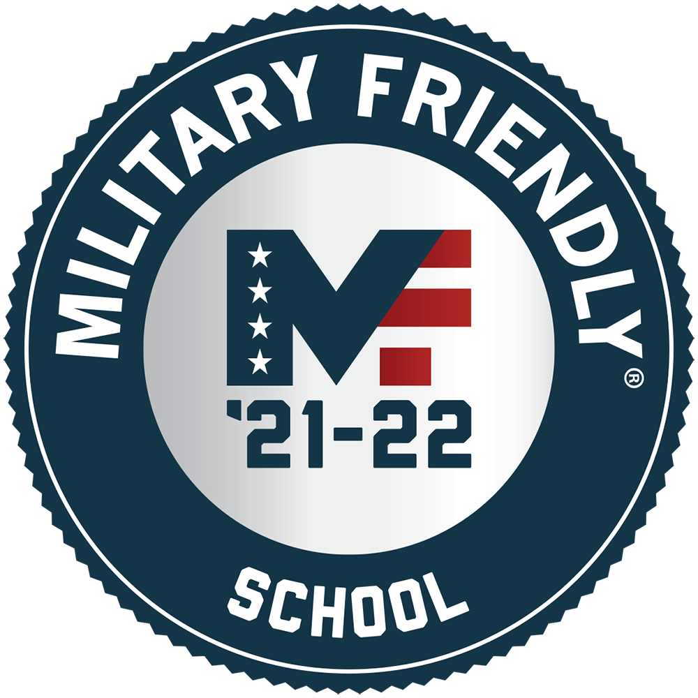 Logo that reads Military Friendly School for 2021-22