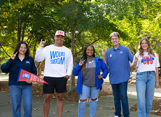 UWG students outside on campus