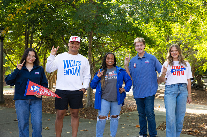 UWG students outside on campus