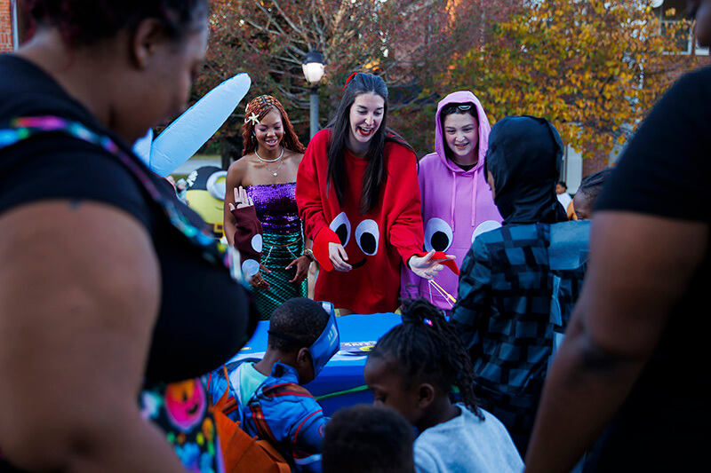 UWG student Lauren O'Bryan, center, at Safe Treat 2024