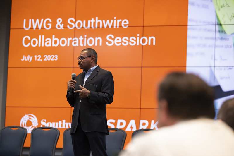 Burt Fealing, Executive Vice President, General Counsel and Chief Sustainability Officer at Southwire, speaking to UWG and Southwire leadership.