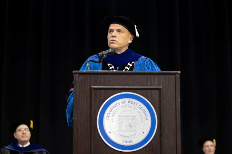 Dr. Michael Johnson, UWG president, at commencement