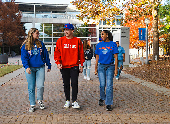 UWG students walking outside on campus