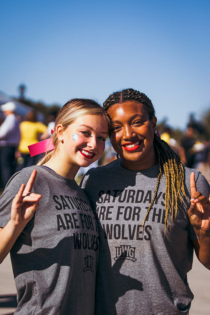 UWG students celebrating outdoors