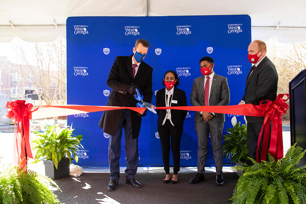 L to R: Dr. Brendan B. Kelly, Ziada Mengistu, Khareem Leslie and Dr. Jon A. Preston