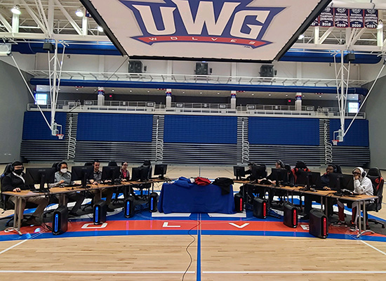 Esports players competing