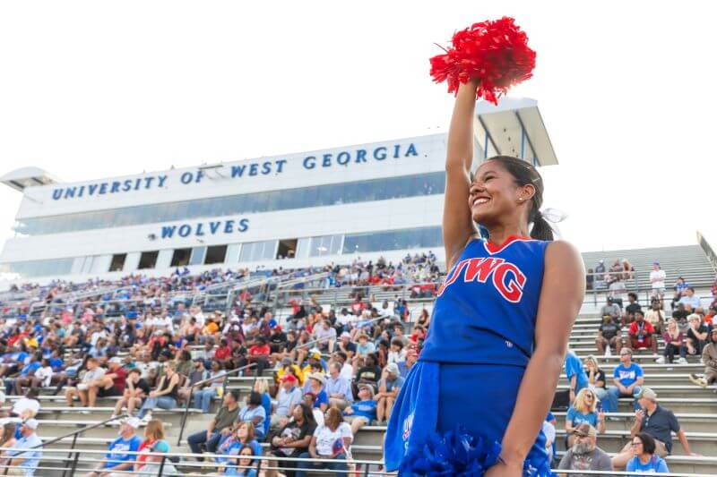 UWG cheerleader on gameday