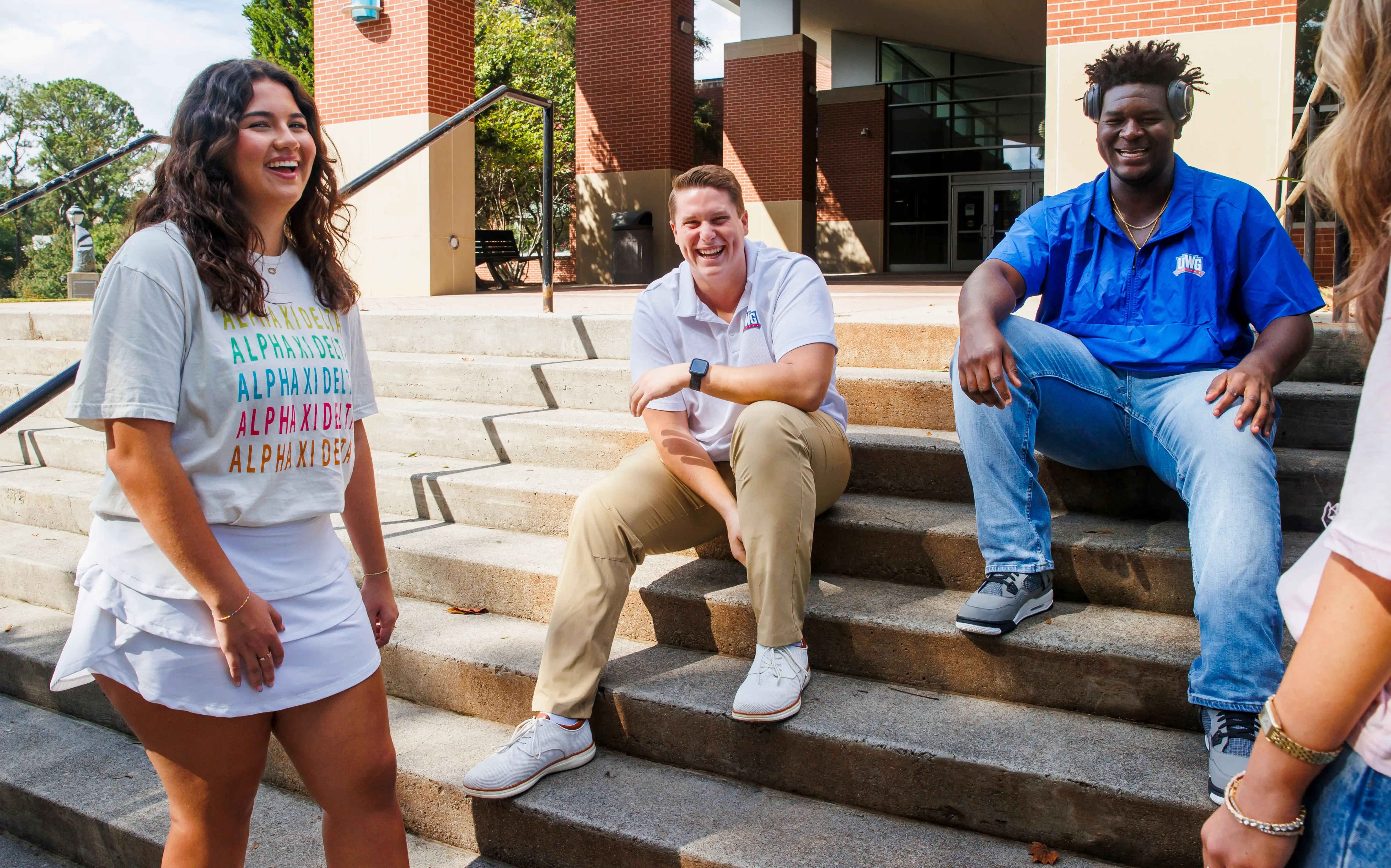 Three UWG students outside the Campus Center