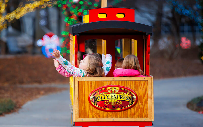 Kids on a trolley at UWG Winter West