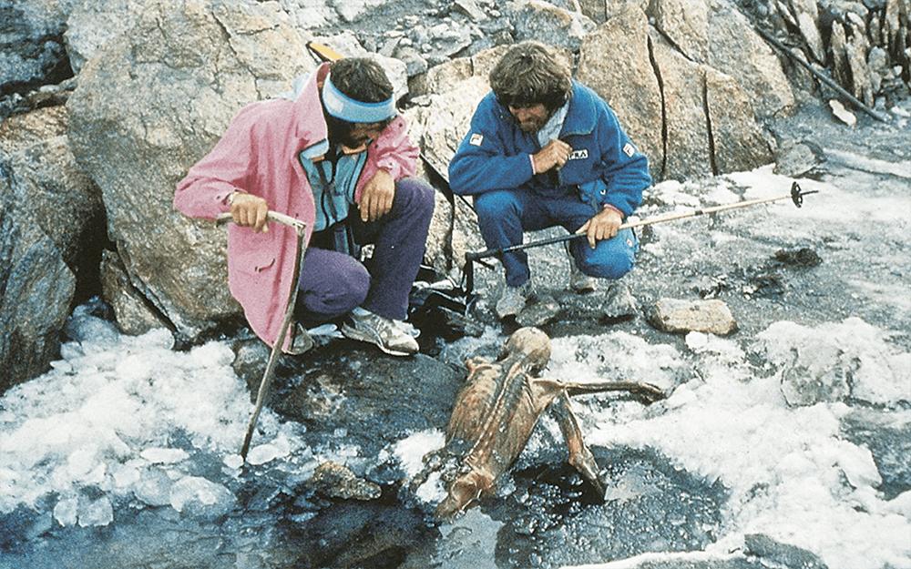 Ötzi was discovered in September 1991 in the Ötztal Alps at the border between Austria and Italy.