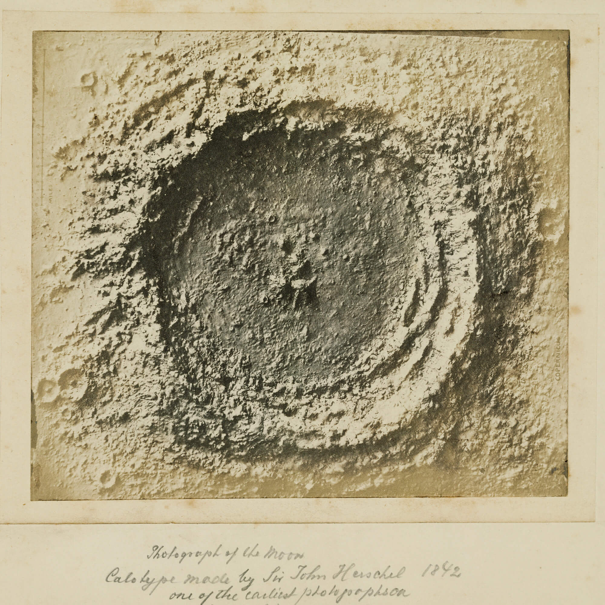 Herschel's photograph of a moon crater
