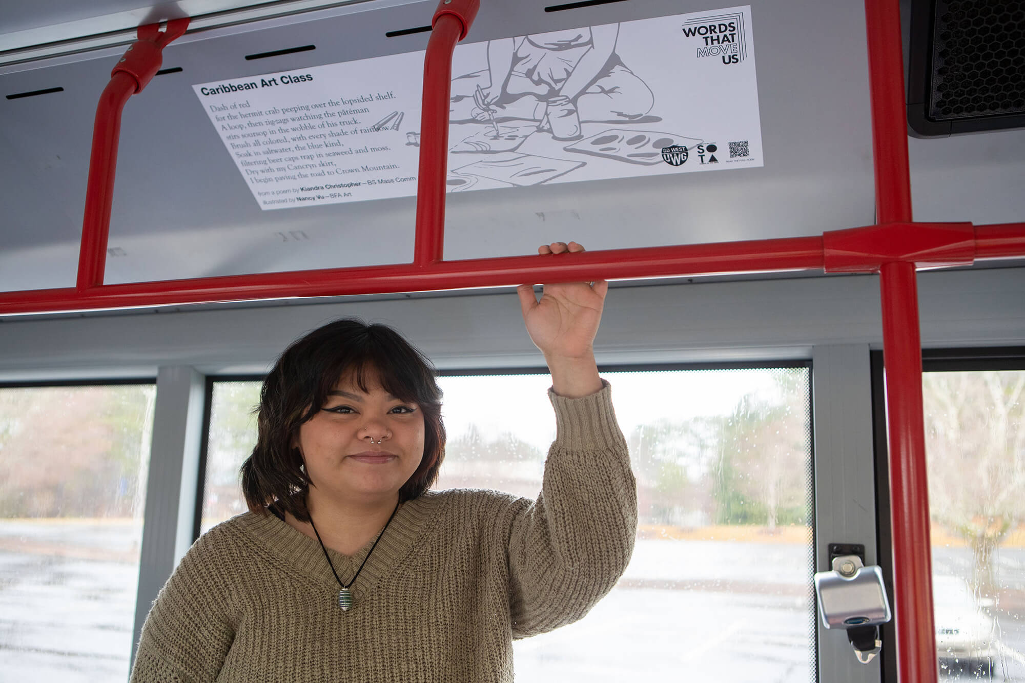 Nancy Vu on a UWG bus