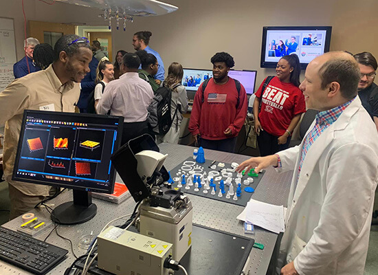 Dr. Martin McPhail speaks to students at the UWG Materials Science Lab open house