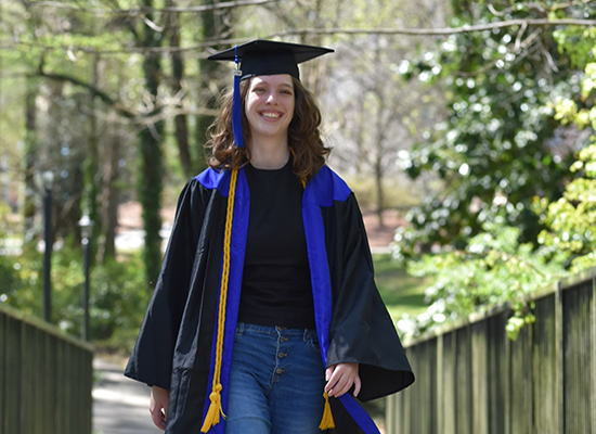 Mabel Stephenson in graduation regalia. 