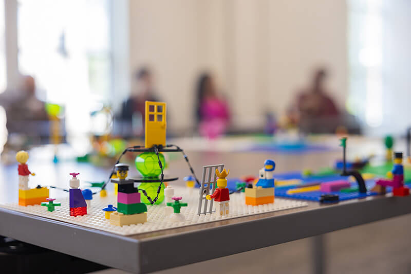 Legos set up on a table