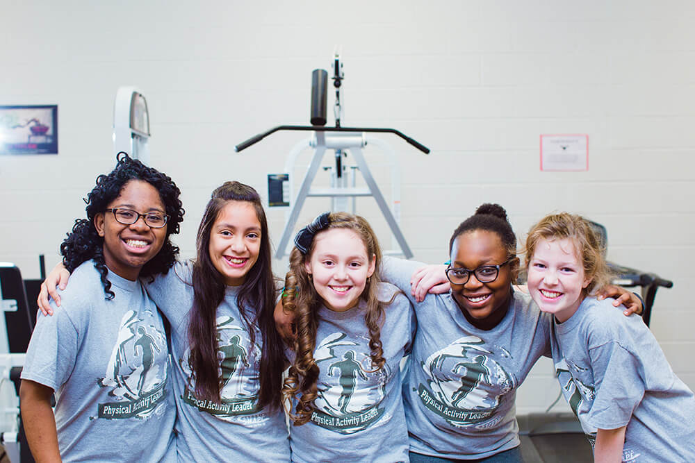 A group of smiling girls