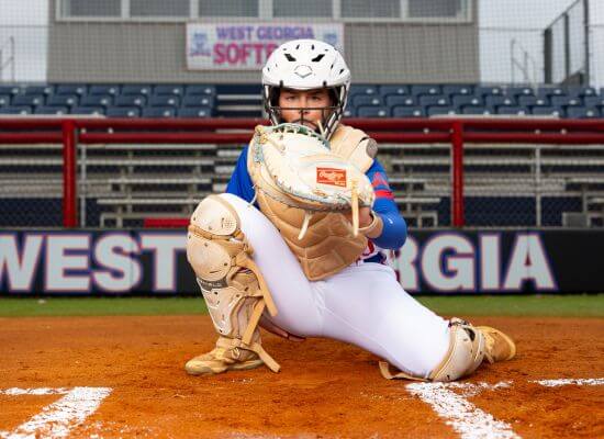 UWG student-athlete Emma Nixon wearing softball gear