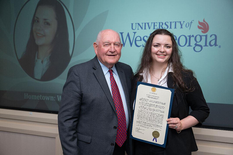 USG Chancellor Sonny Perdue and Megan Flowers