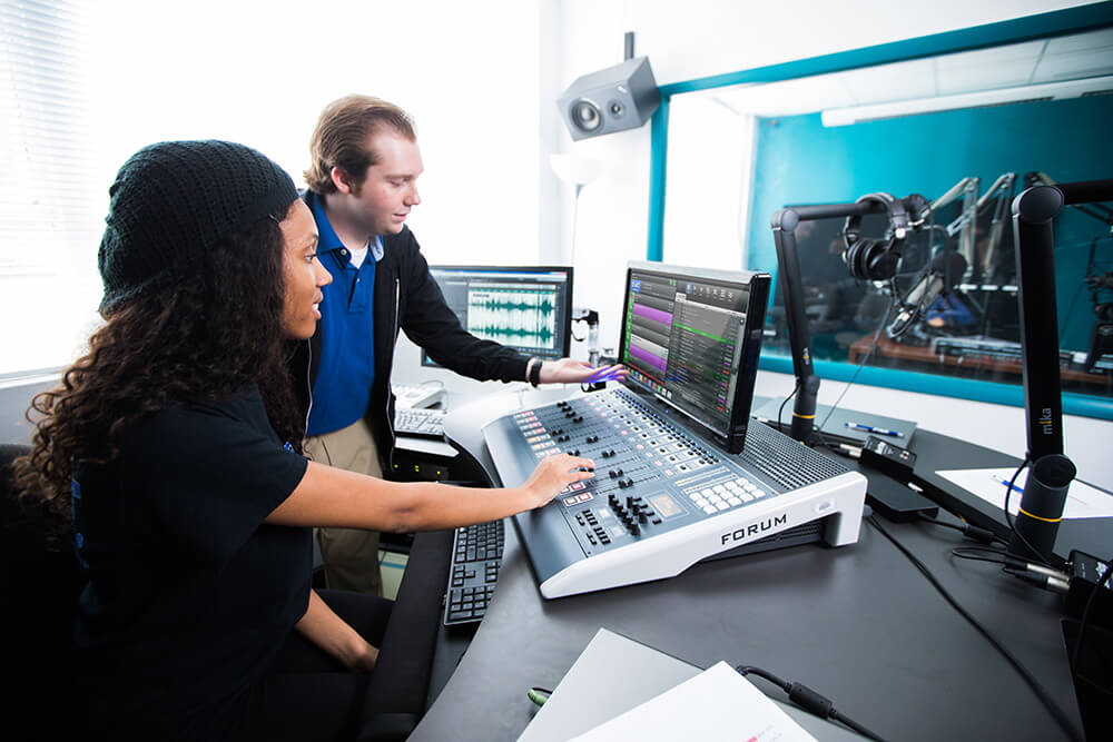 Students in the radio station