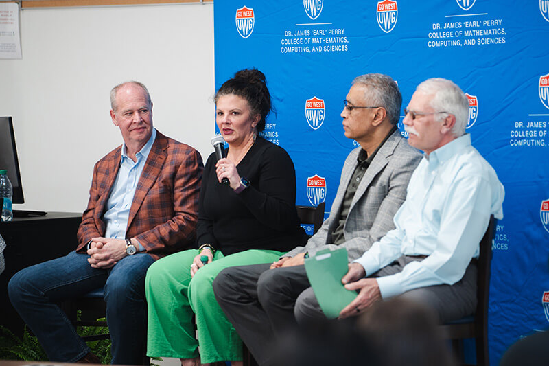 L to R: Rusty West ’88, Dr. Allison Key ’02, Sid Mookerji, Dr. Ted Grosch